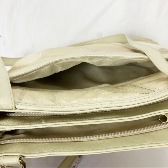 Vintage leather patchwork purse 80s 90s cream pink retro neutral beige white - Picture 9 of 12